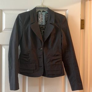 L.A.M.B. Gwen Stefani Pinstriped Gray Blazer ruched size 8